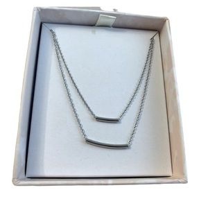 Summer and Rose Silver Double Bar Necklace